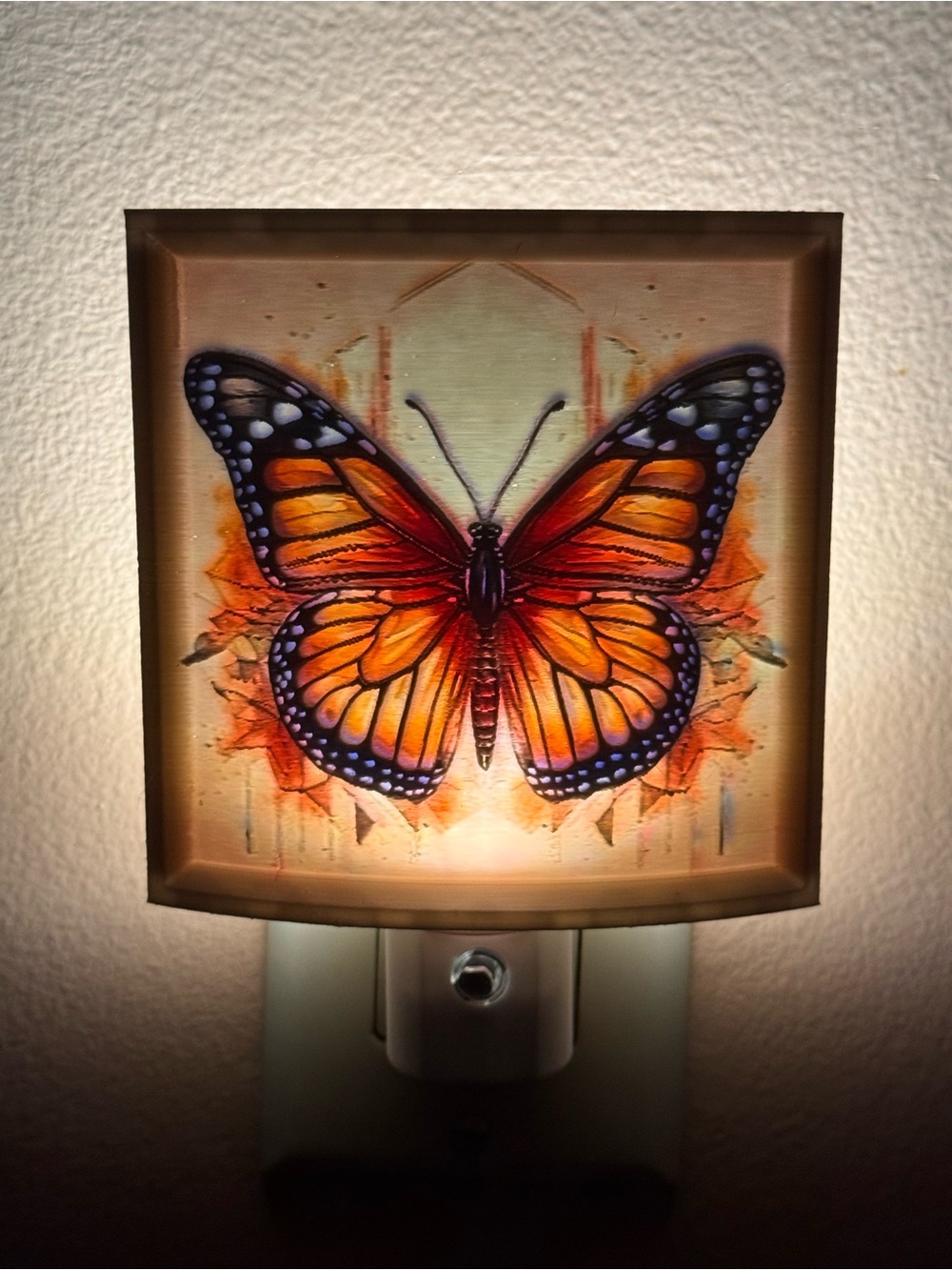 Butterfly Night Light Wall Decor - Orange Monarch Design